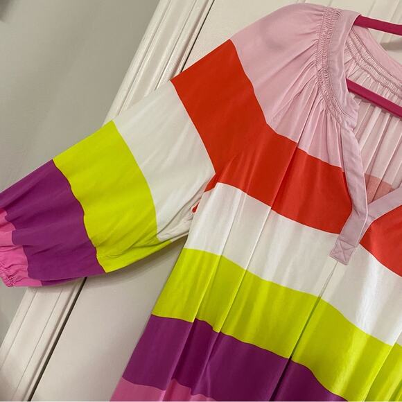 CROWN & IVY • Striped Bright Colorful Rainbow Bright Blouse Top - Picture 2 of 6